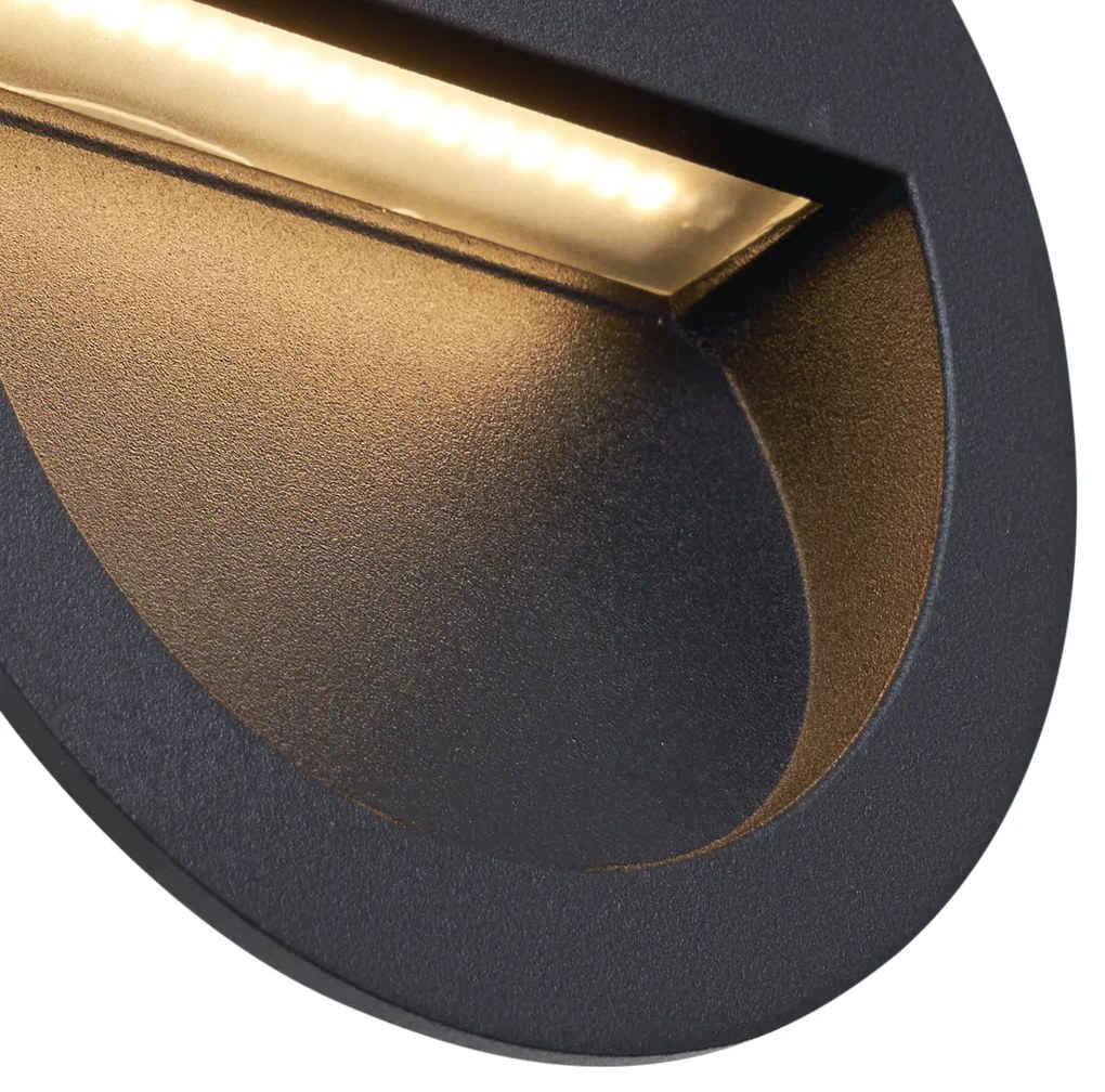 Lampada da parete moderna da incasso nera con LED IP65 - Gem