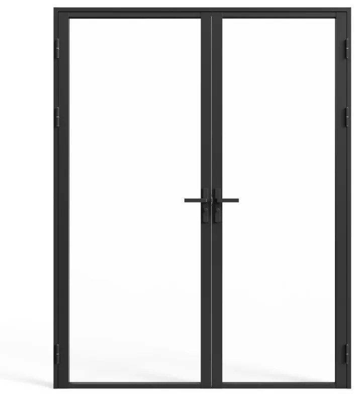 Blocco porta reversibile a due battenti 2 x H204 x L93 cm in Alluminio e Vetro temperato Nero  - LOXTON