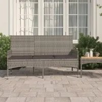 Panca da Giardino a 3 Posti con Cuscini in Polyrattan Grigiocod mxl 119409