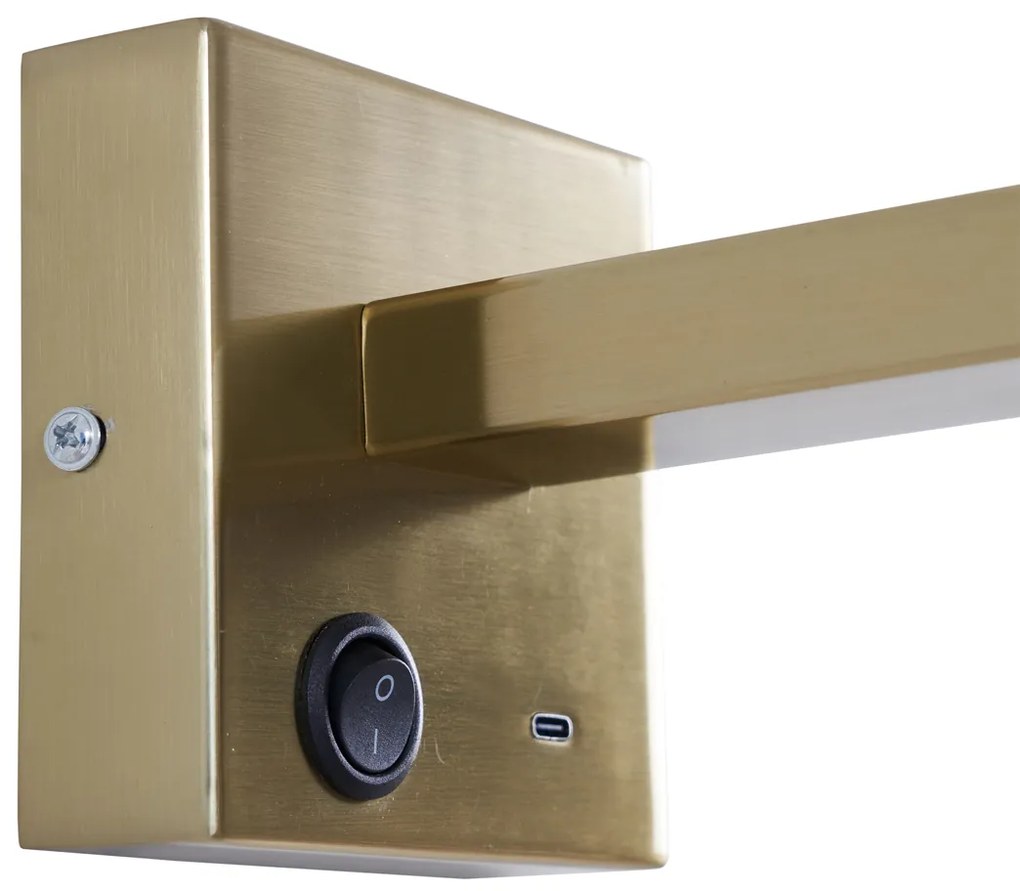 Lampada da Parete Moderna Oro con USB-C Inclinabile - Rex