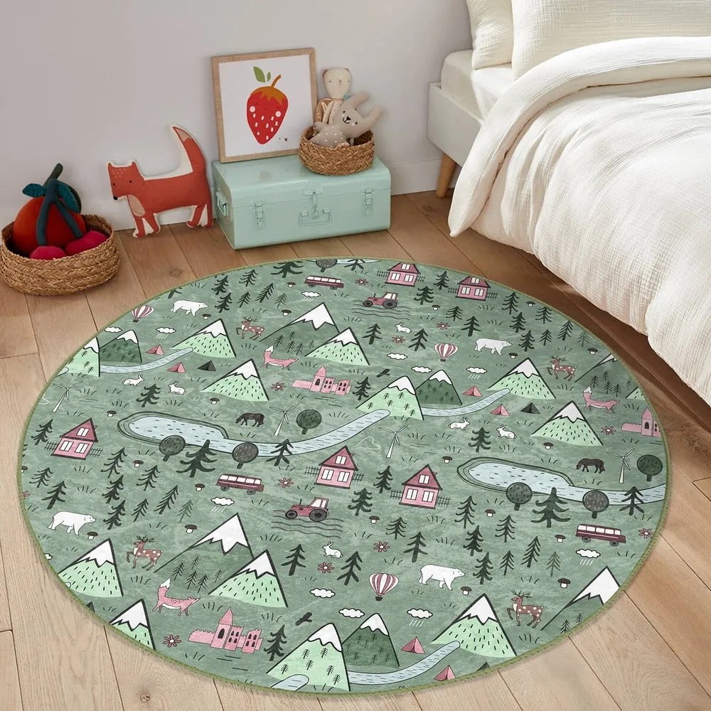 Tappeto verde per bambini ø 120 cm Comfort - Mila Home