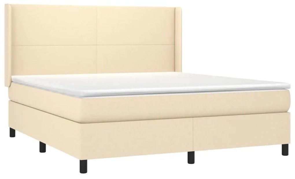 Letto a molle con materasso e led crema 160x200 cm in tessuto