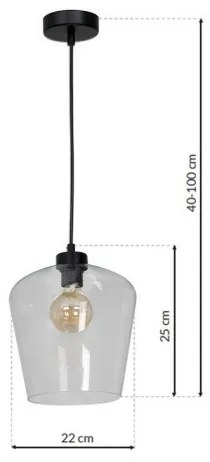 Lampadario su fune SANTIAGO 1xE27/60W/230V limpido