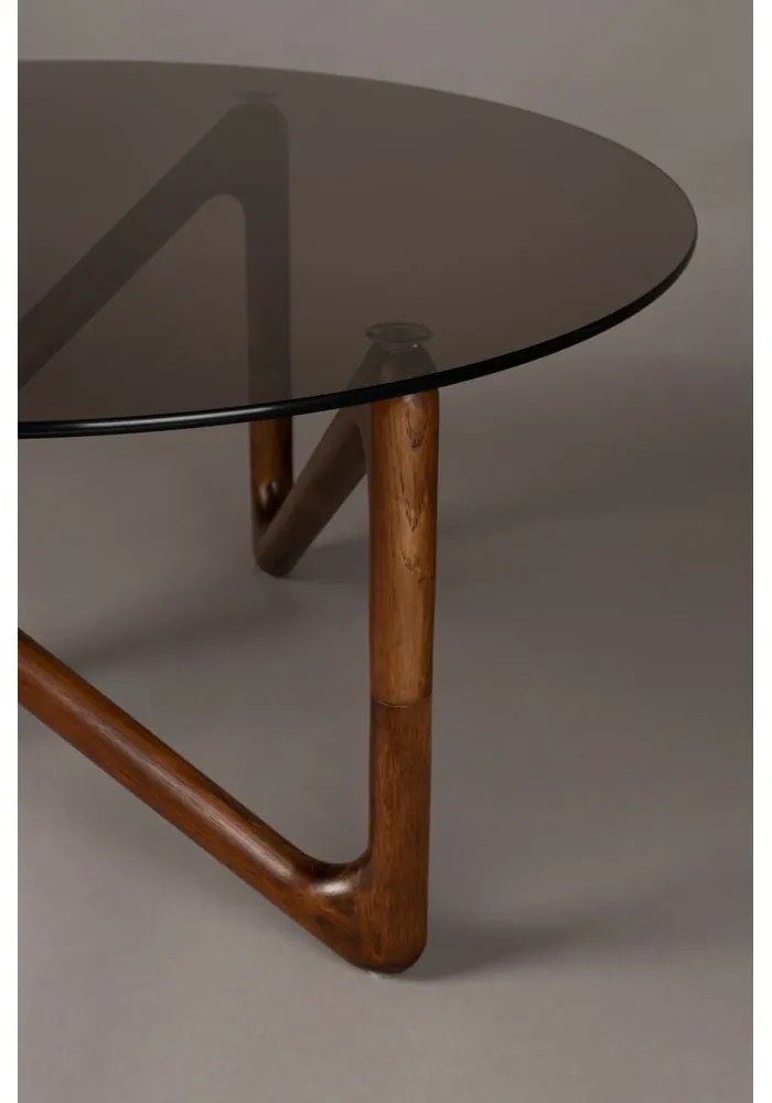 Tavolino da salotto rotondo marrone con piano in vetro ø 80 cm Naia – Dutchbone