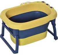 Vaschetta Bagnetto per Bambini 75,3x55,4x43 cm Antiscivolo Pieghevole Giallo e Blu