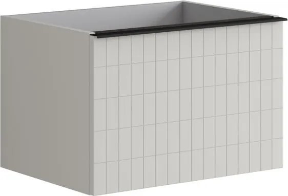 Mobile da bagno sospeso sotto lavabo Pixel grid 2 cassetti L 60 x H 40 x P 45.5 cm Beige Greige laccato opaco, con maniglia alluminio nero opaco