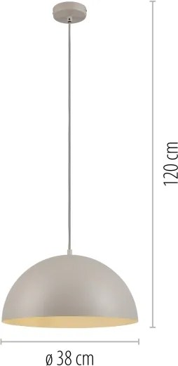 Schöner Wohnen 11728-39 - Lampadario a sospensione ALI con cavo, 1xE27/25W/230V, Ø 38 cm, grigio