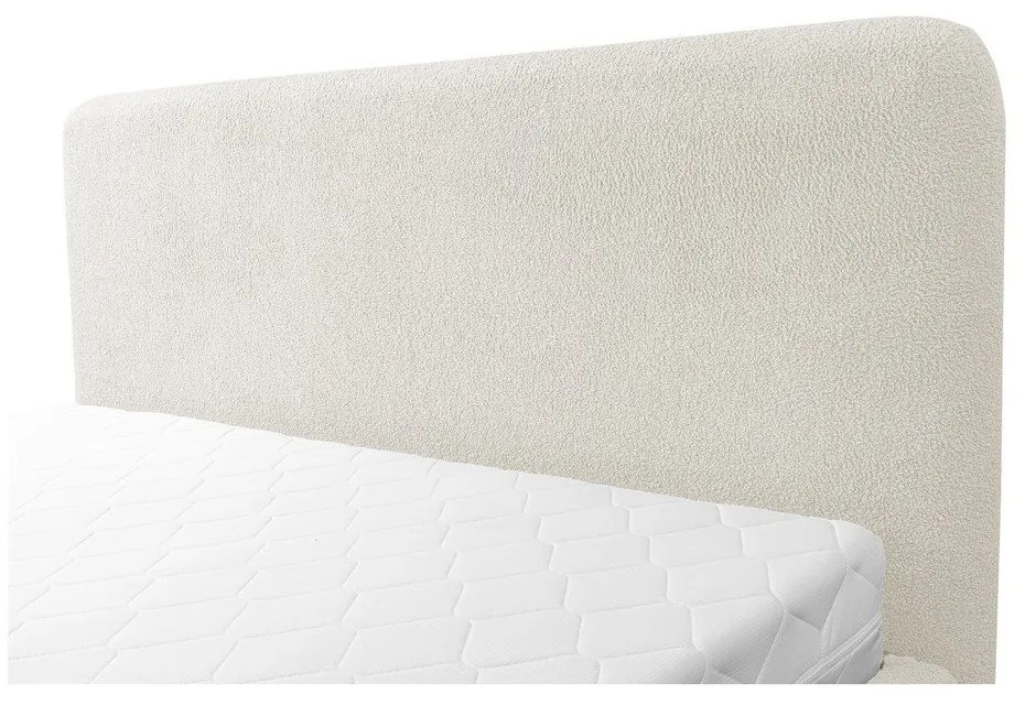 Letto matrimoniale imbottito beige con contenitore con rete inclusa 160x200 cm Makapu – Makamii