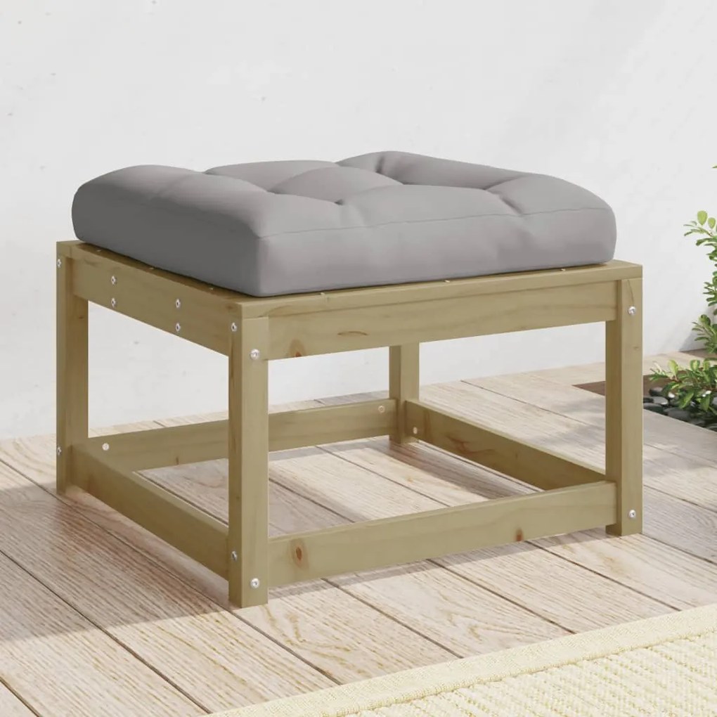 Poggiapiedi Da Giardino Con Cuscino İn Legno Impregnato Di Pino /