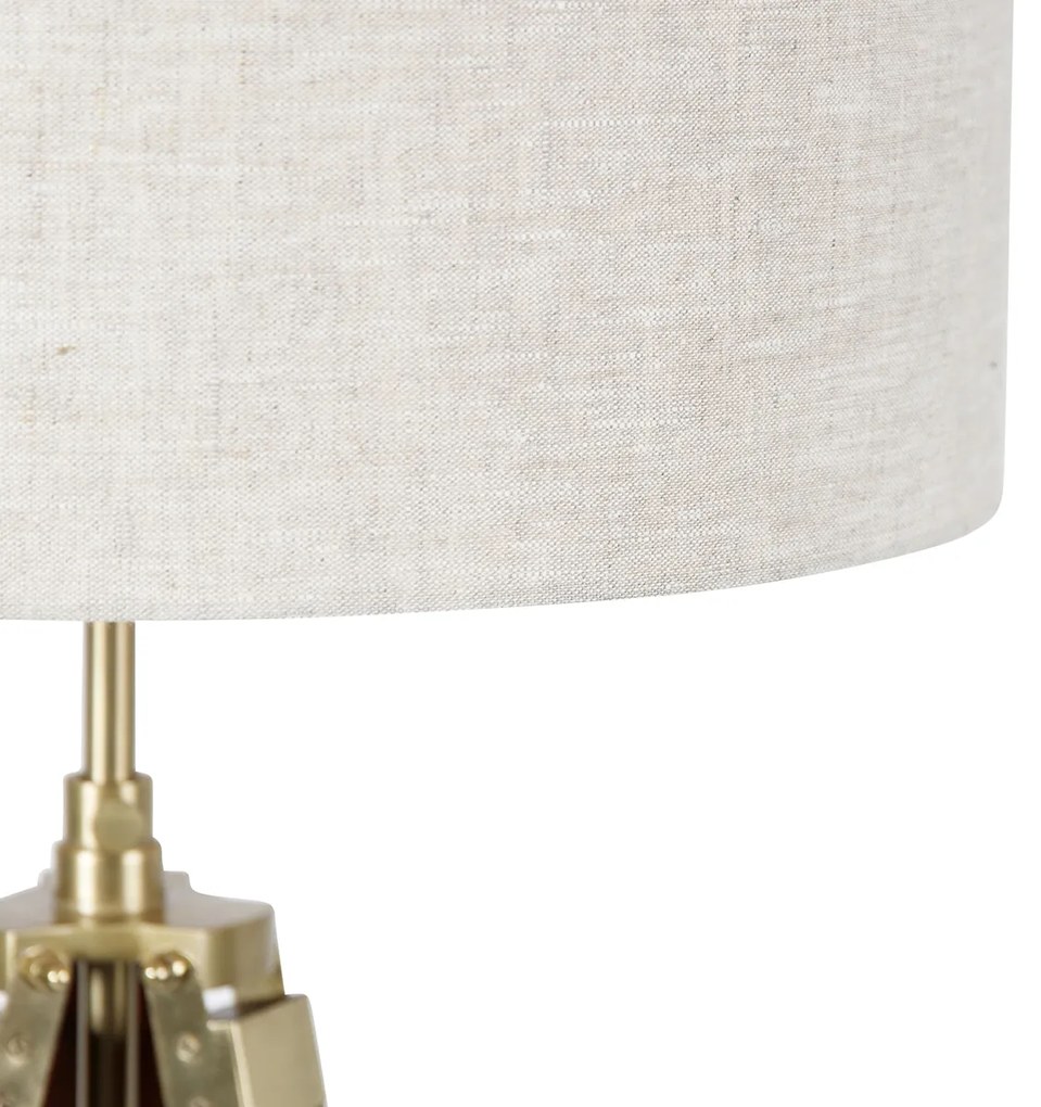 Lampada da terra ottone con paralume tripode grigio chiaro 50 cm - Cortin