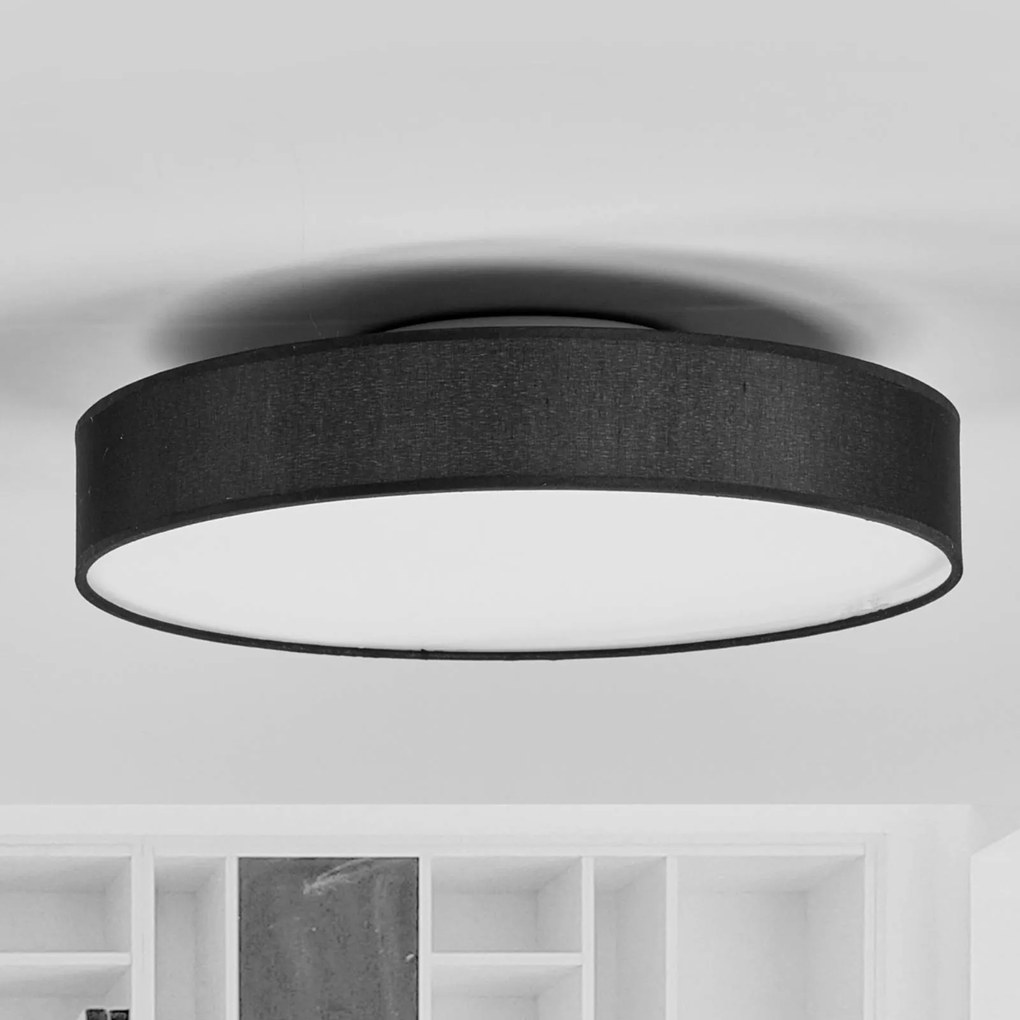 Plafoniera LED Saira di Lindby, Ø 40 cm, nero, tessuto