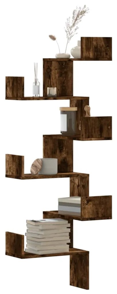 Scaffale Angolare A Muro Rovere Fumo 45x45x147 Cm Multistrato /
