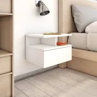 Comodino Pensile Bianco 40x31x27 cm in Legno Multistrato 800405