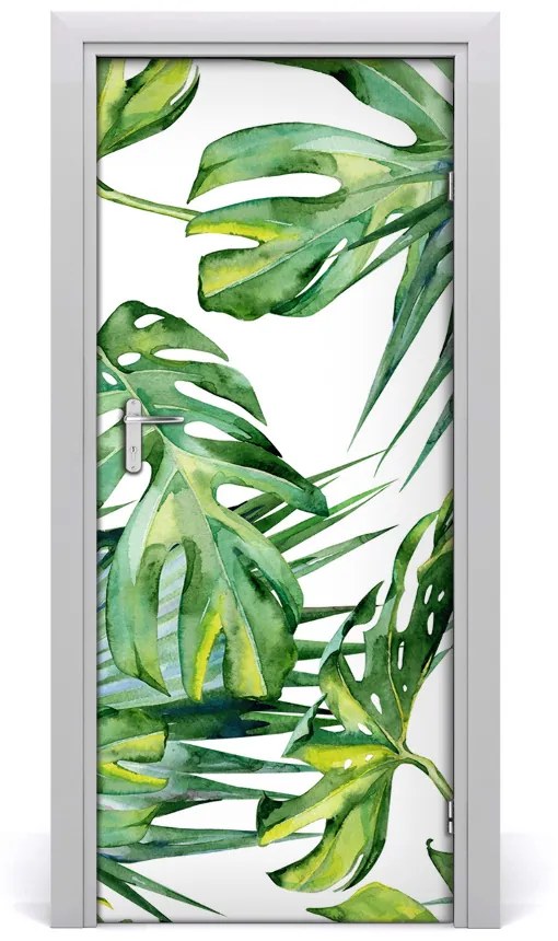 Poster adesivo per porta Foglie tropicali 75x205 cm