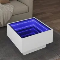 Tavolino Salotto con LED Bianco 50x50x30 cm Legno Multistrato 847504