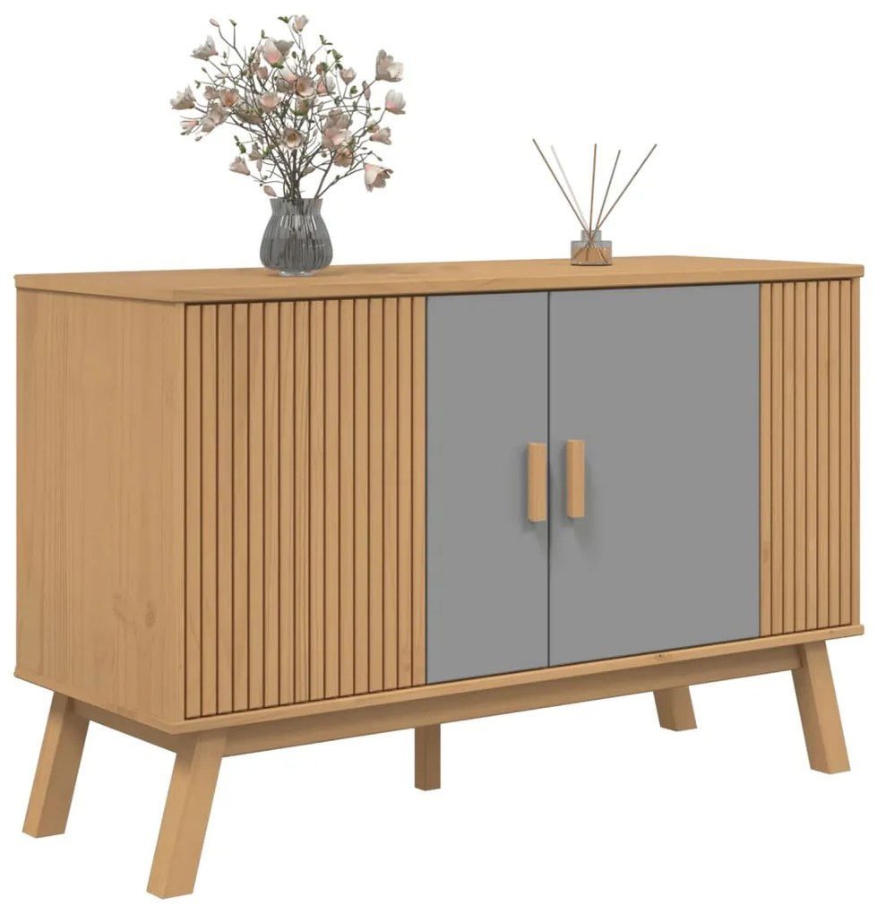 Credenza olden grigia e marrone 114x43x73,5 cm massello di pino