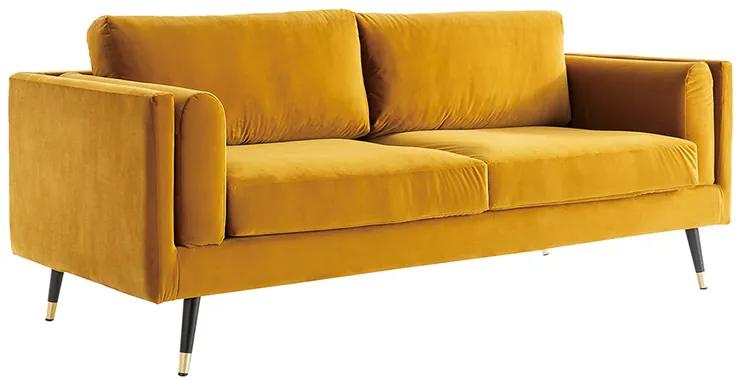 Divano design 3 posti in velluto giallo STING