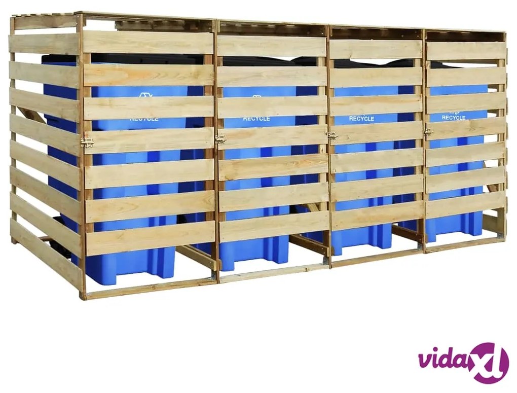 vidaXL Copribidone Quadruplo in Legno di Pino Impregnato 240 L