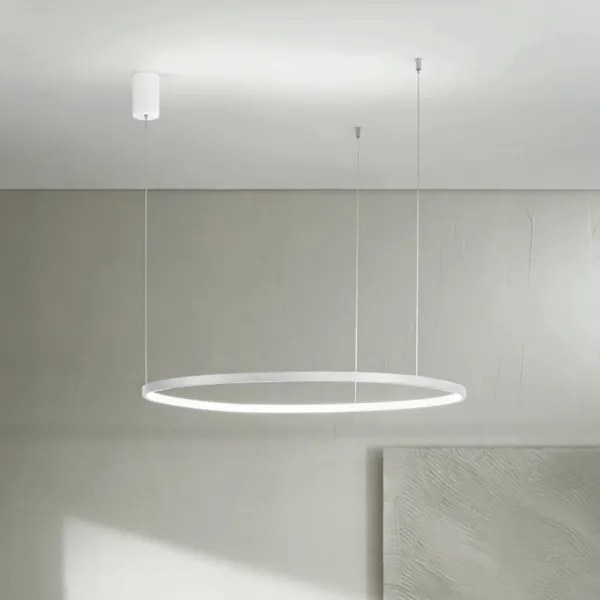 Lampada a sospensione a Led SOEL D100 cm in metallo verniciato BIANCO