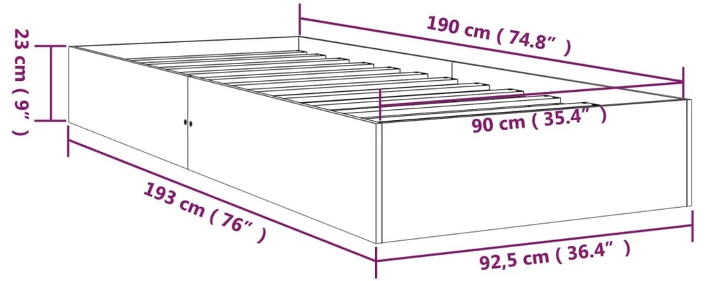 Giroletto Bianco in Legno Massello 90x190 cm Single