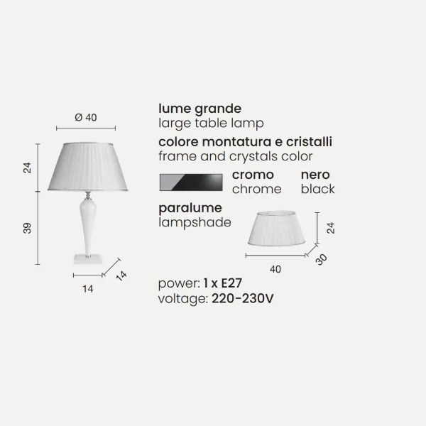 Lampada da tavolo RAVEL 40x63 cm in vetro lavorato a mano Nero