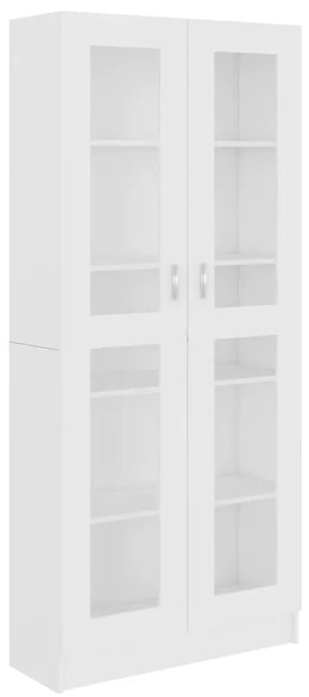 Armadietto con vetrina bianco 82,5x30,5x185,5 cm in truciolato