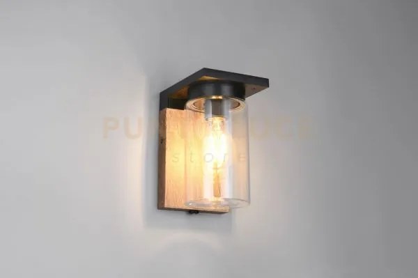 Ardila applique da esterno alluminio nero con effetto legno e vetro...