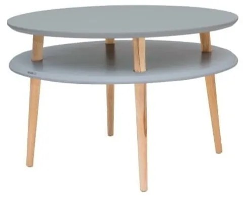 Tavolino grigio scuro con gambe naturali UFO, Ø 70 cm - Ragaba