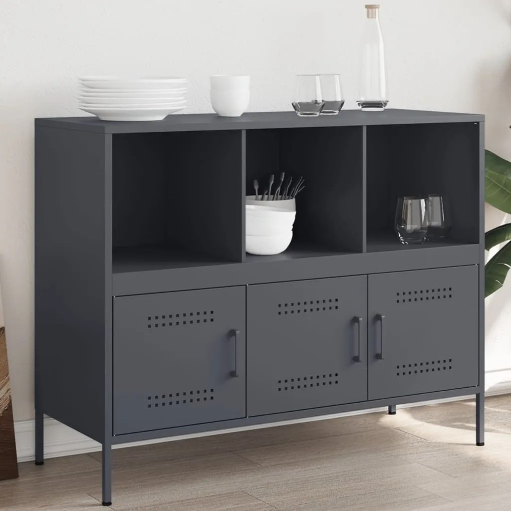 Credenza Antracite 100,5x39x79 Cm İn Acciaio /