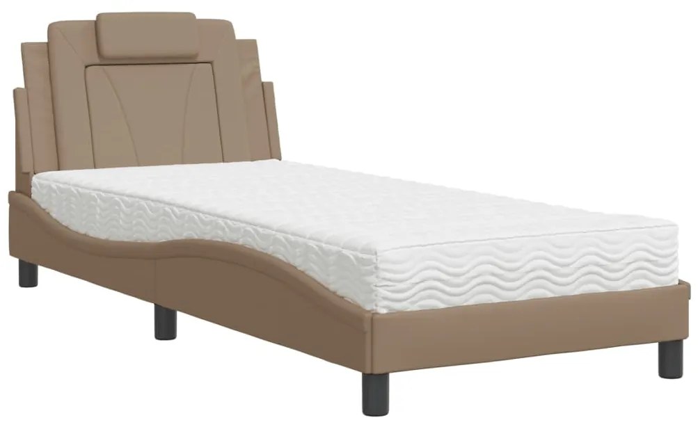 Letto con materasso cappuccino 90x200 cm in similpelle