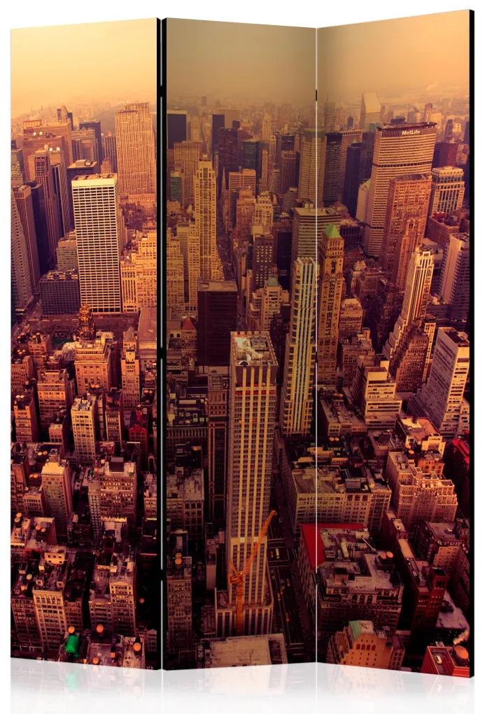 Paravento Manhattan dall'alto (3 parti) - New York nei colori caldi