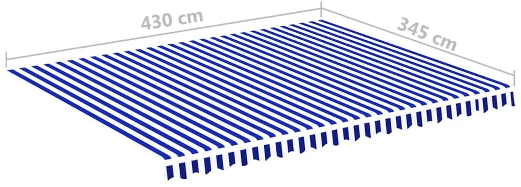 Tessuto di Ricambio per Tenda da Sole Blu e Bianco 4,5x3,5 m