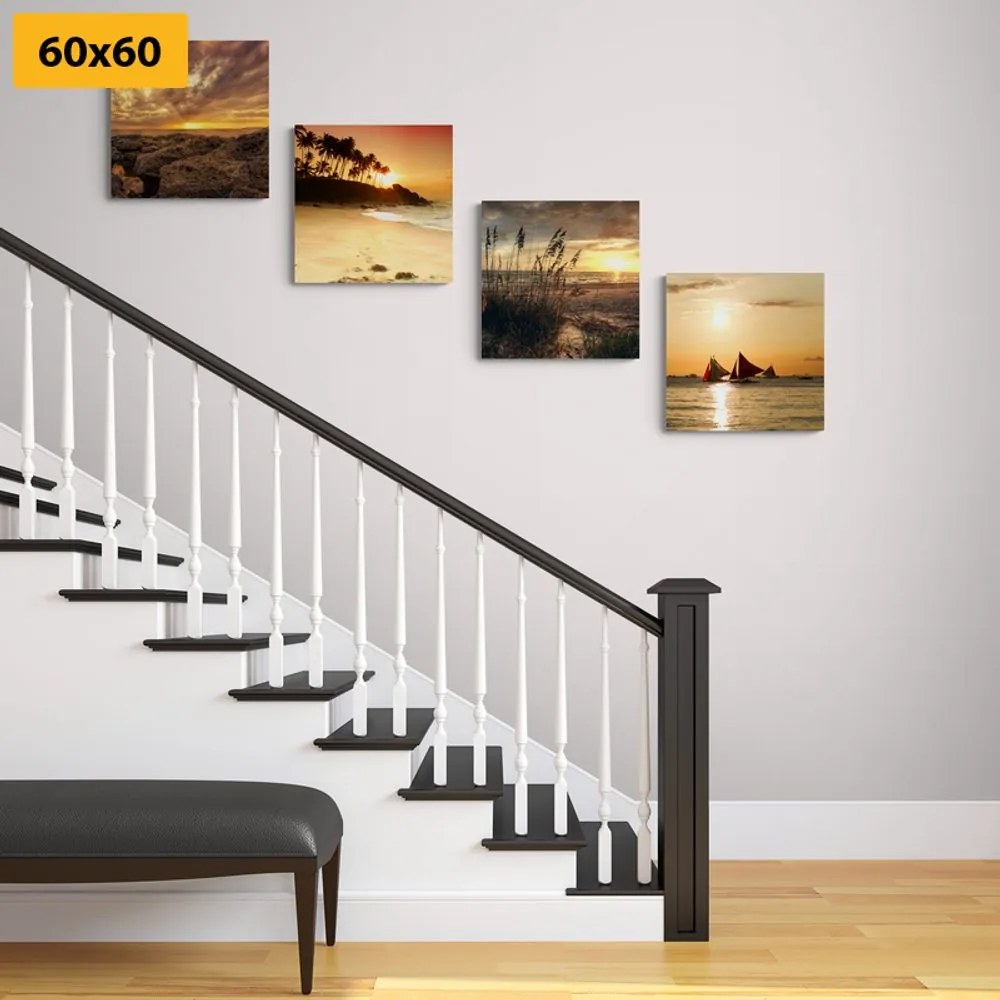 Set di quadri – Tramonto incantevole al mare