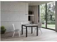 Tavolo da Pranzo Everyday Libra Radoppiabile 90x90 Allungato 90x180 in Nobilitato e Ferro Colore: Bianco Frassinato