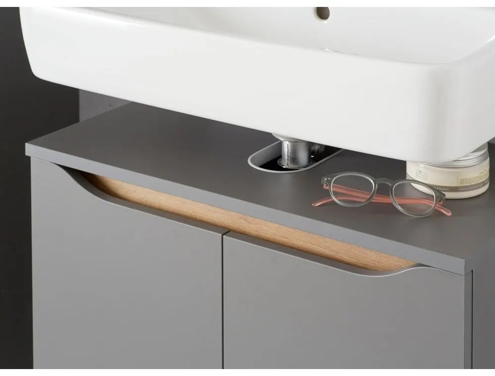Mobile sospeso grigio sotto il lavabo 60x53 cm Set 357 - Pelipal