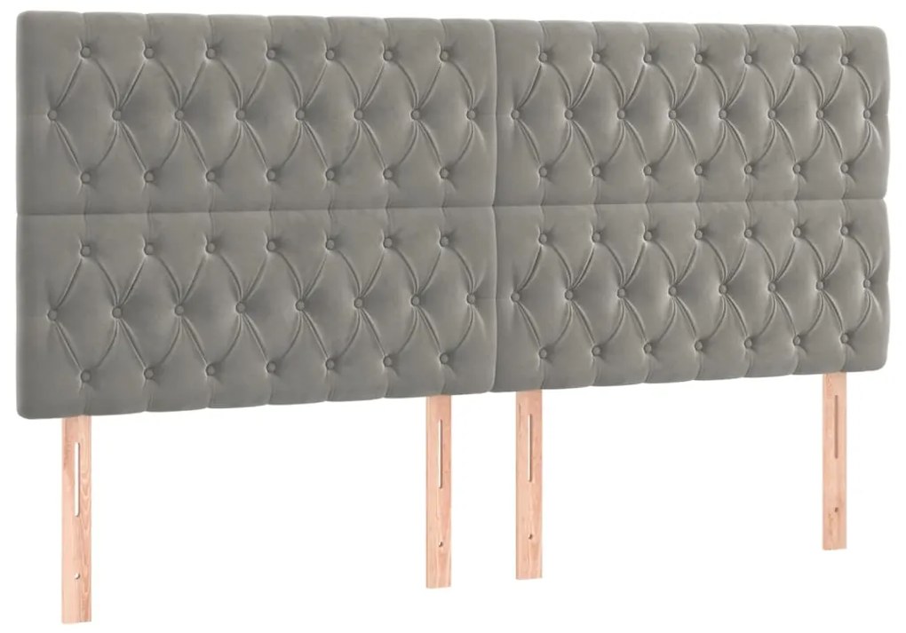 Testiera a led grigio chiaro 200x7x118/128 cm in velluto