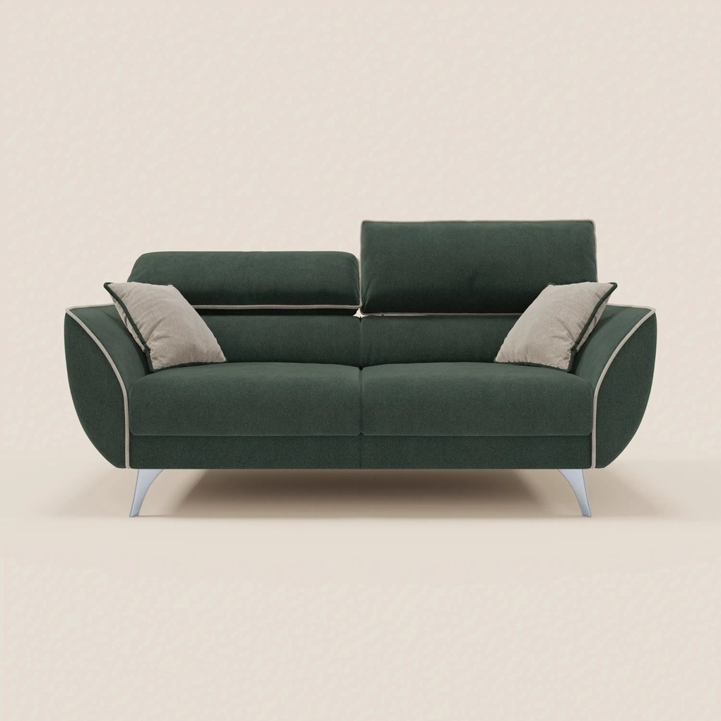 Michelangelo divano 2 e 3 posti con sedute allungabili e poggiatesta reclinabili - Bicolore in tessuto smacchiabile T23