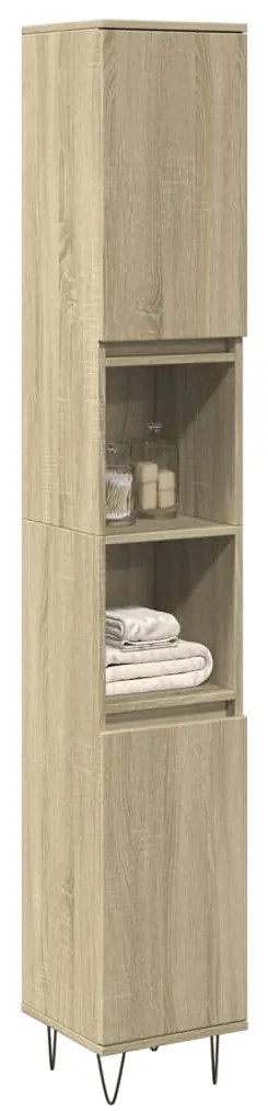 Armadietto Da Bagno Rovere Sonoma 30x30x190cm Legno Multistrato /
