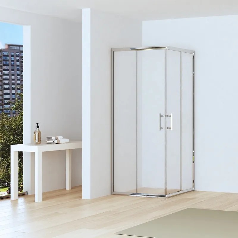 Kamalu - Box doccia angolo 90x90 altezza ridotta 170cm vetro trasparente | CHIARA EDGE-R