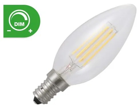 Lampada E14 filamento a candela 6W, Dimmerabile Colore  Bianco Caldo 2.700K