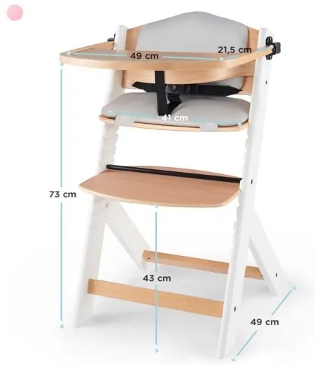 KINDERKRAFT - Sedia da pranzo per bambini ENOCK con cuscini grigio/bianco
