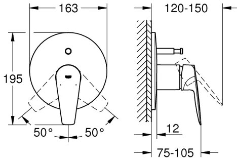 GROHE 29190001 - Miscelatore per vasca BAUEDGE DN 15, finitura cromo lucido