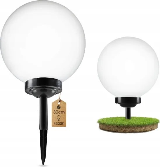 Lampada solare a LED 1,2 V, 6500 K, 200 mAh, Ø 30 cm, IP44, bianco/nero