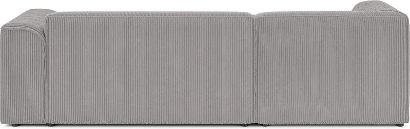 Divano angolare grigio chiaro (con penisola a sinistra/con chaise lounge) con rivestimento in velluto a coste Merid – Ropez