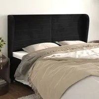 Testiera ad Orecchio Nera 163x23x118/128 cm in Velluto cod mxl 49526