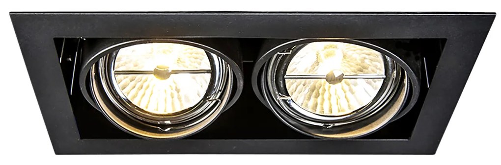 Set di 6 faretti da incasso neri AR111 orientabili 2 luci - Oneon