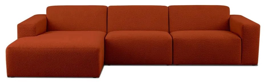 Divano angolare in tessuto bouclé color mattone (angolo sinistro) Roxy - Scandic