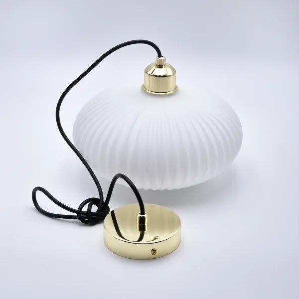 Lampadario a sospensione con filo HARMA 1xE27/15W/230V diametro 25 cm bianco/oro