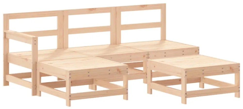 Set salotto da giardino 5 pz in legno massello di pino