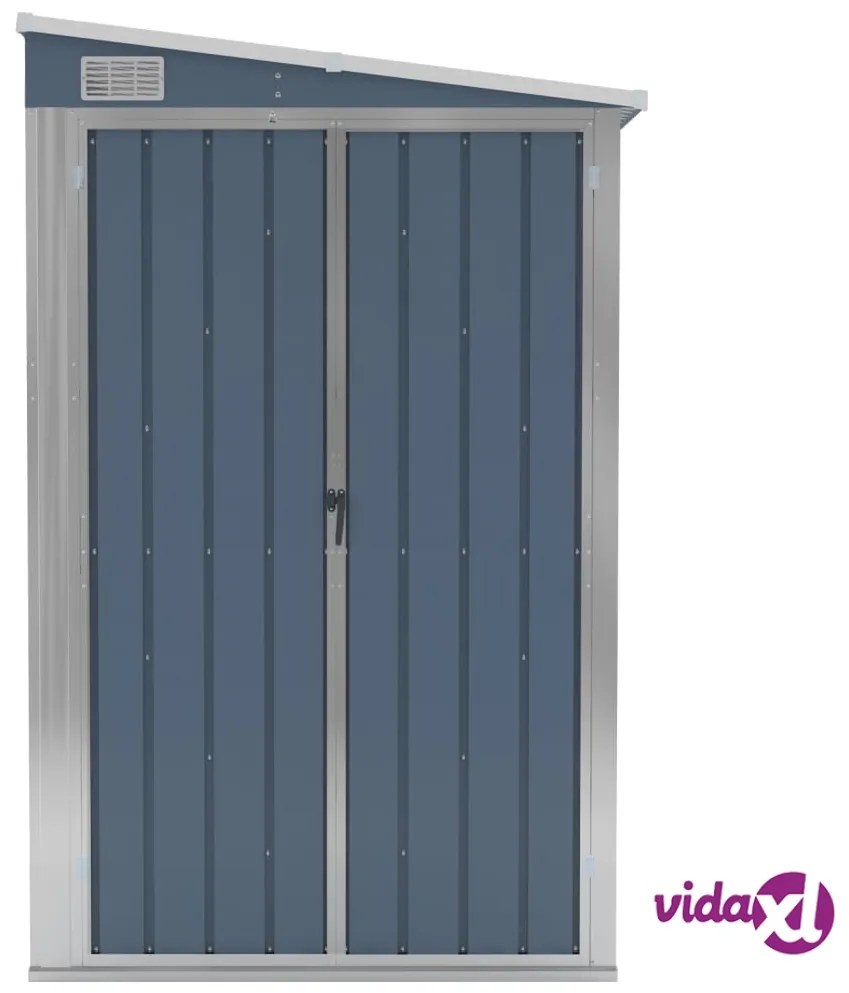 vidaXL Capanno Giardino a Parete Grigio 118x194x178 cm Acciaio Zincato